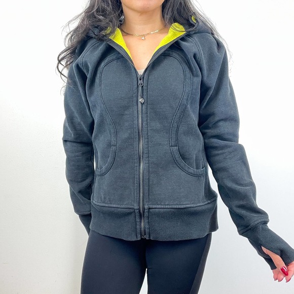 lululemon athletica Tops - Lululemon Size 10 Thick Fleece Scuba Hoodie Full Zip Black